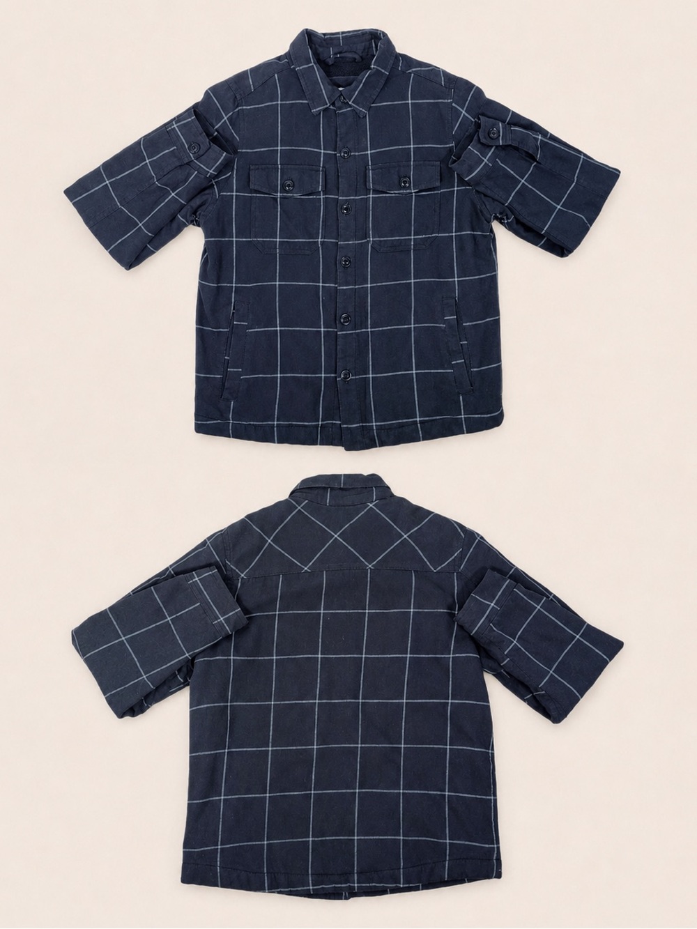 NWOT GoodFellow & Co Grey Check Plaid Flannel Sherpa Jacket Shacket Over Shirt M